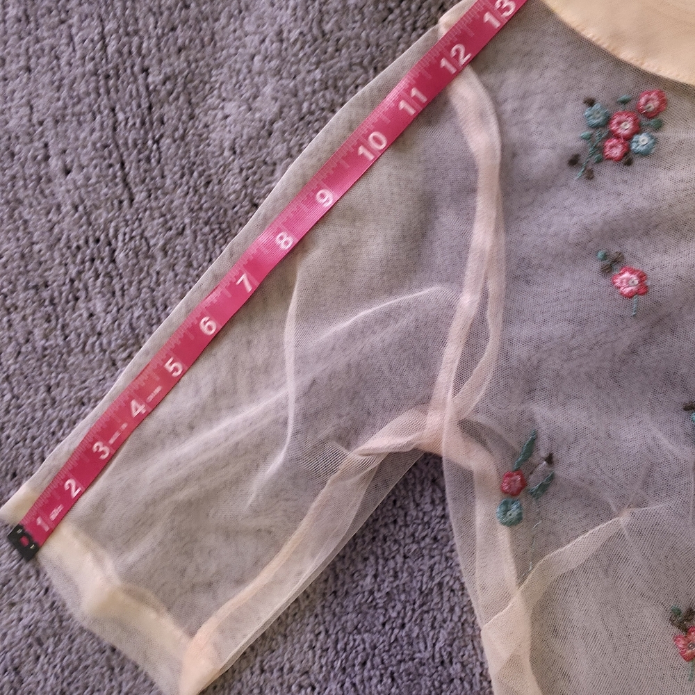 Floral Embroidered Nylon MeshTop - Peachy/Pink XS - Picture 8 of 12